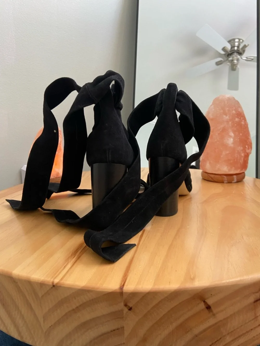 RAYE Black Wrap Lace-Up Heeled Sandals